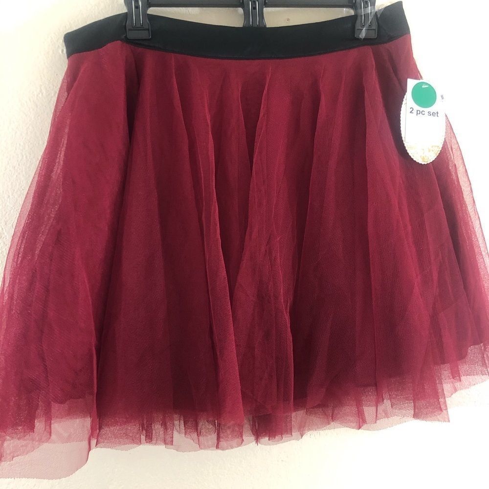 Social Code Tutu lining tulle burgundy Skirt 13